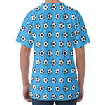 Blue Soccer Ball Pattern Print Men's Velvet T-Shirt