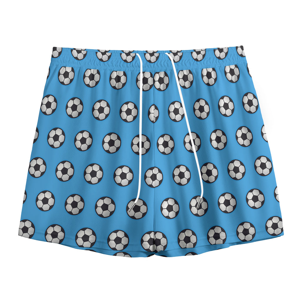 Blue Soccer Ball Pattern Print Mesh Shorts