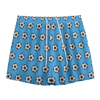 Blue Soccer Ball Pattern Print Mesh Shorts