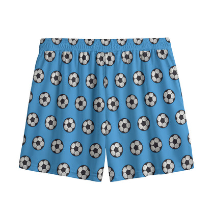Blue Soccer Ball Pattern Print Mesh Shorts