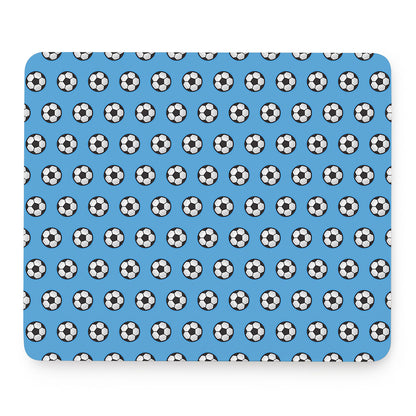 Blue Soccer Ball Pattern Print Mouse Pad