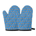 Blue Soccer Ball Pattern Print Oven Mitts