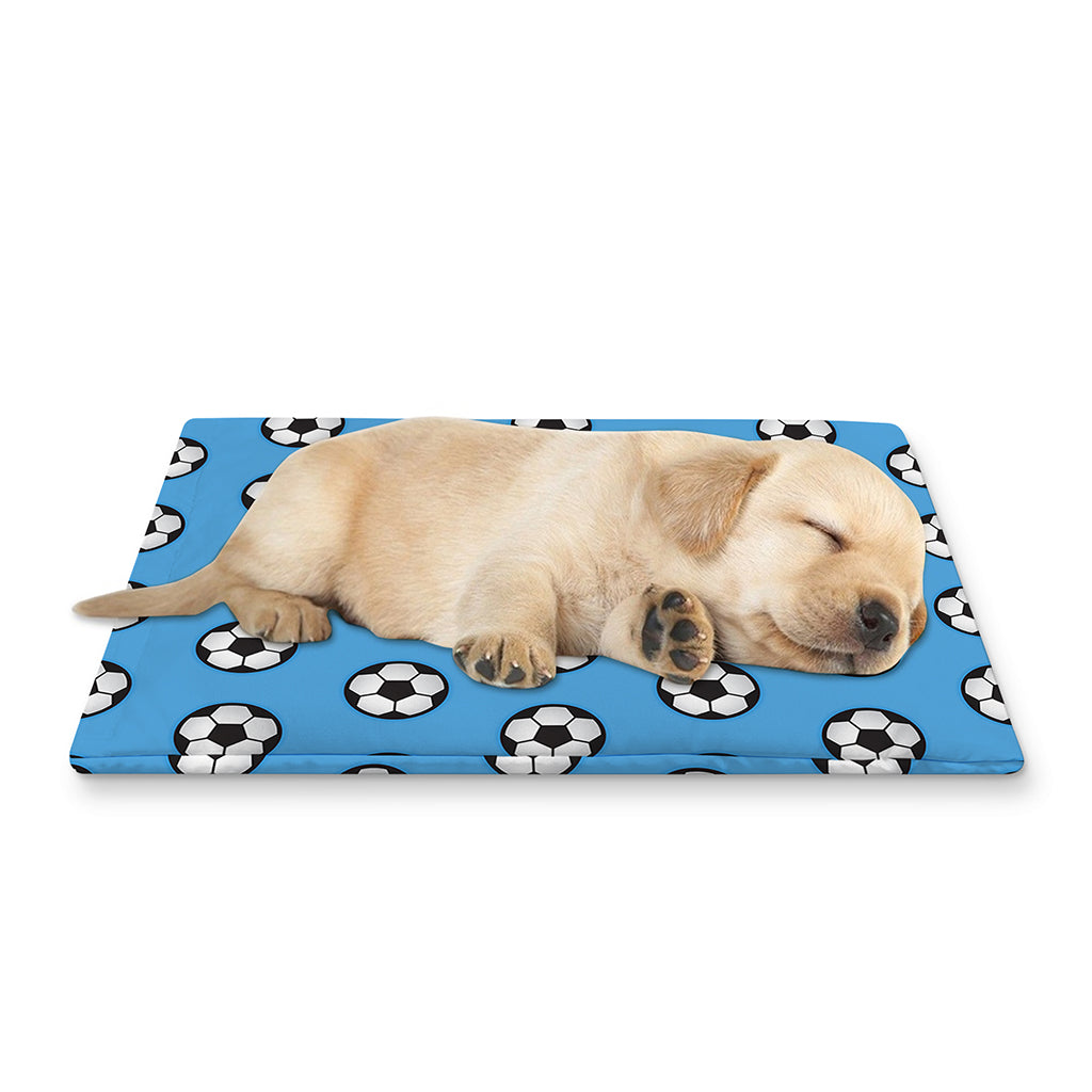 Blue Soccer Ball Pattern Print Pet Cooling Mat Cover