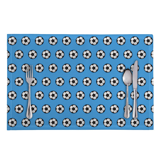 Blue Soccer Ball Pattern Print Placemat