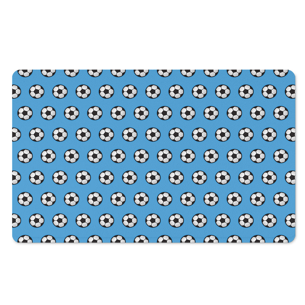 Blue Soccer Ball Pattern Print Polyester Doormat