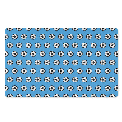Blue Soccer Ball Pattern Print Polyester Doormat