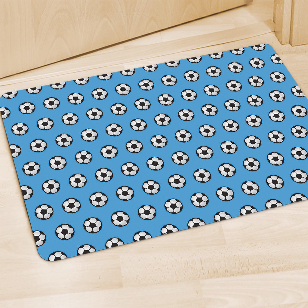 Blue Soccer Ball Pattern Print Polyester Doormat