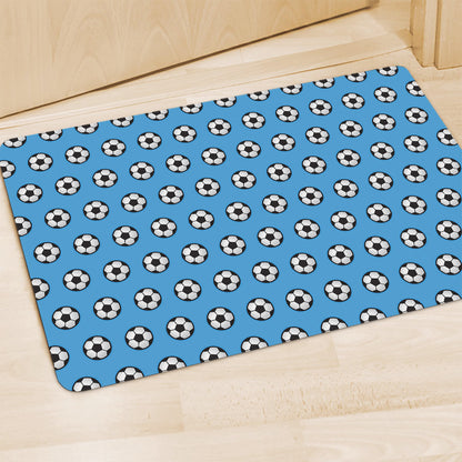 Blue Soccer Ball Pattern Print Polyester Doormat