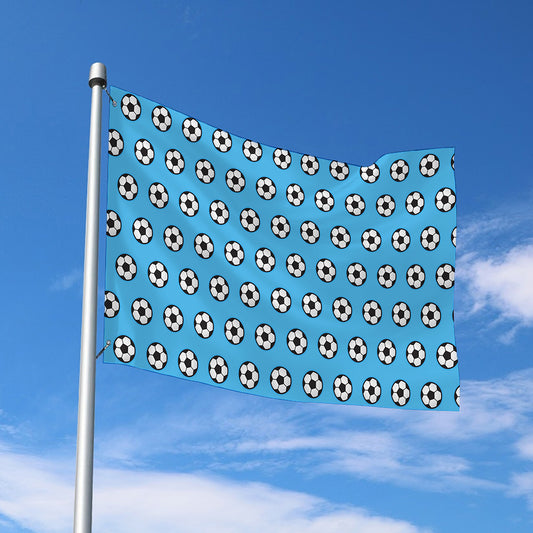 Blue Soccer Ball Pattern Print Polyester Flag