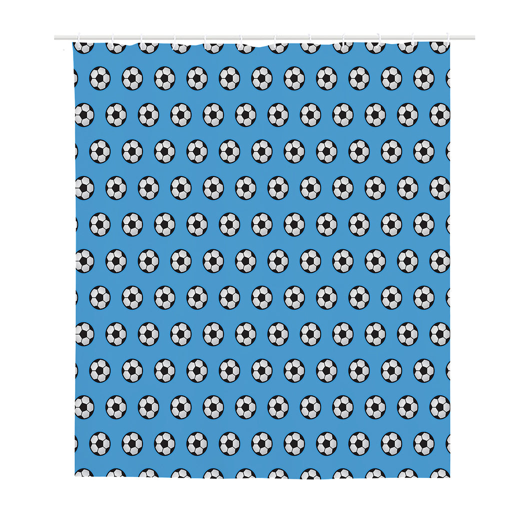 Blue Soccer Ball Pattern Print Polyester Shower Curtain