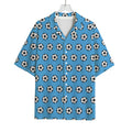 Blue Soccer Ball Pattern Print Rayon Hawaiian Shirt