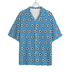 Blue Soccer Ball Pattern Print Rayon Hawaiian Shirt