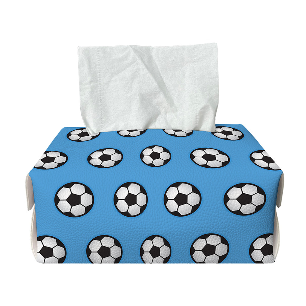 Blue Soccer Ball Pattern Print Rectangle Tissue Box Cover