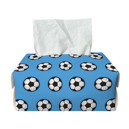 Blue Soccer Ball Pattern Print Rectangle Tissue Box Cover