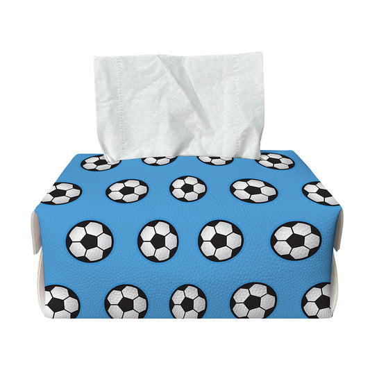 Blue Soccer Ball Pattern Print Rectangle Tissue Box Cover