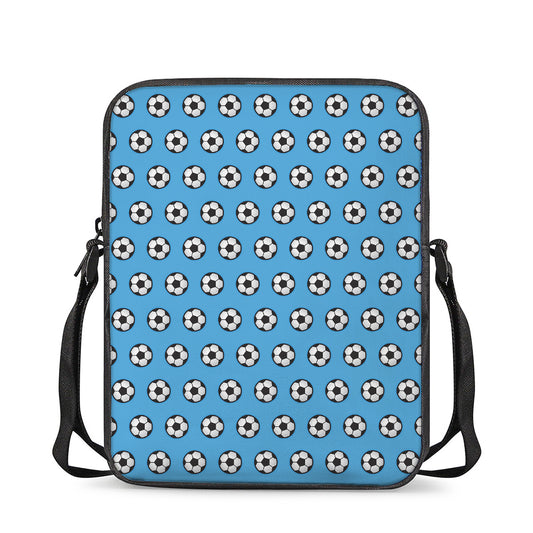 Blue Soccer Ball Pattern Print Rectangular Crossbody Bag