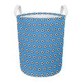 Blue Soccer Ball Pattern Print Round Laundry Basket