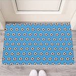 Blue Soccer Ball Pattern Print Rubber Doormat