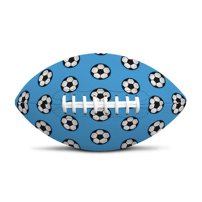 Blue Soccer Ball Pattern Print Rugby Ball