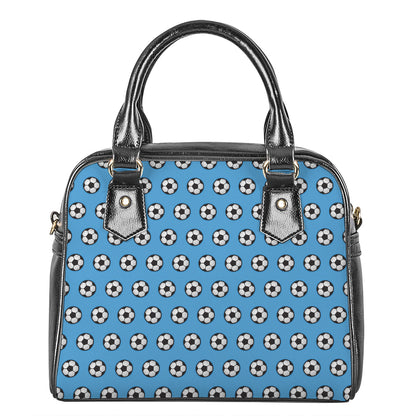 Blue Soccer Ball Pattern Print Shoulder Handbag