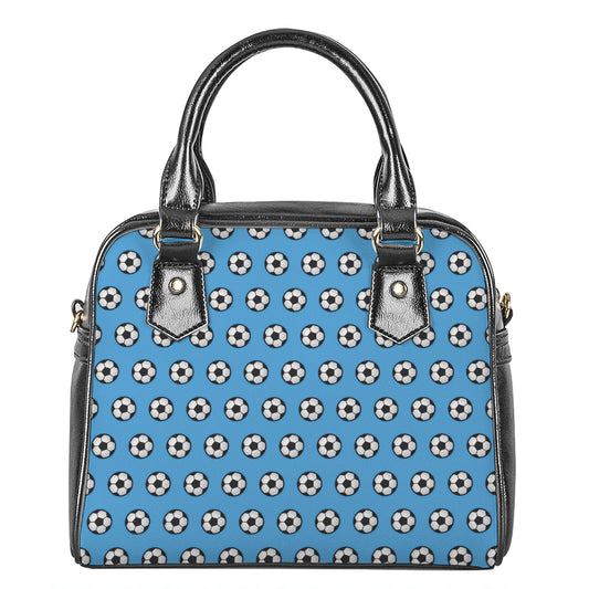 Blue Soccer Ball Pattern Print Shoulder Handbag