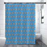 Blue Soccer Ball Pattern Print Shower Curtain