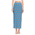 Blue Soccer Ball Pattern Print Side Slit Maxi Skirt
