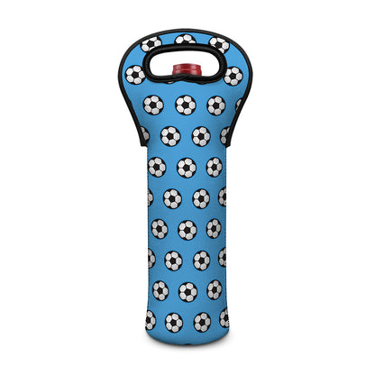 Blue Soccer Ball Pattern Print Single Neoprene Wine Tote