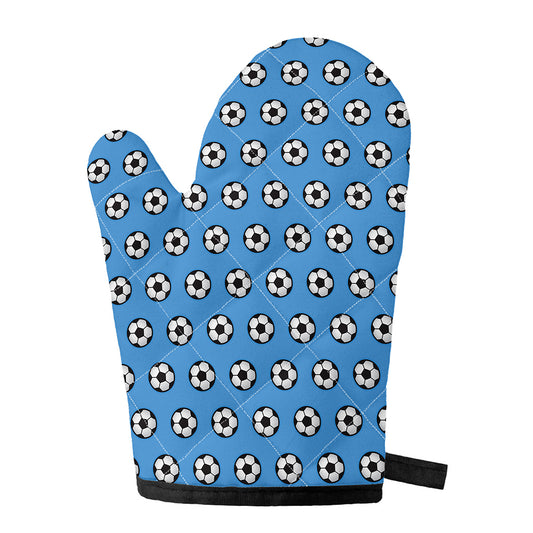 Blue Soccer Ball Pattern Print Single Oven Mitt