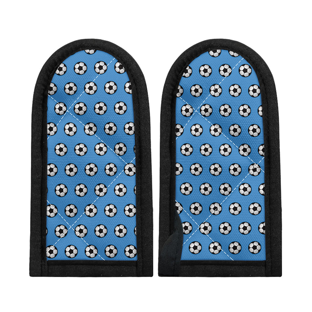 Blue Soccer Ball Pattern Print Skillet Handle Cover