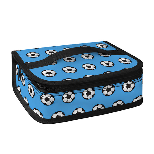 Blue Soccer Ball Pattern Print Small Lunch Bag