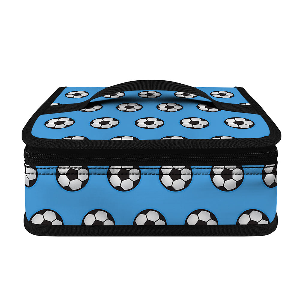 Blue Soccer Ball Pattern Print Small Lunch Bag