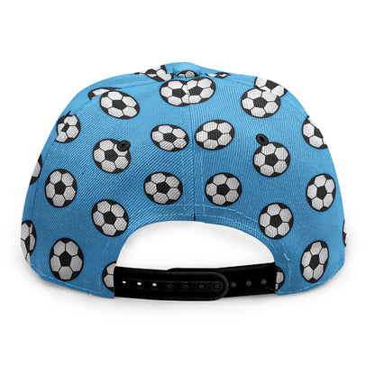 Blue Soccer Ball Pattern Print Snapback Cap