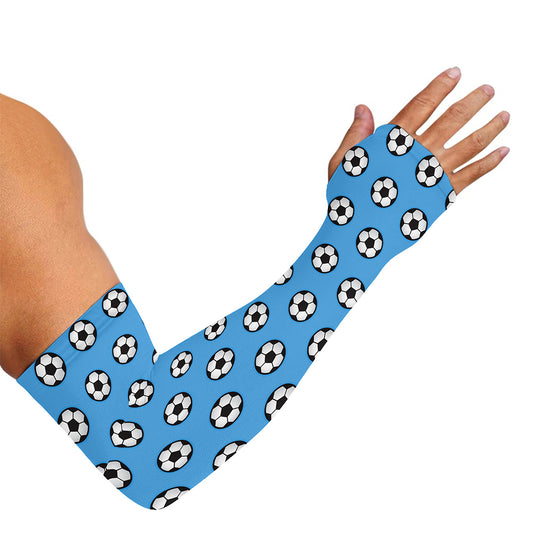 Blue Soccer Ball Pattern Print Sun Protection Arm Sleeves