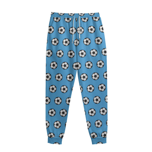 Blue Soccer Ball Pattern Print Sweatpants