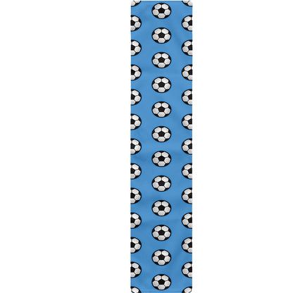 Blue Soccer Ball Pattern Print Table Runner