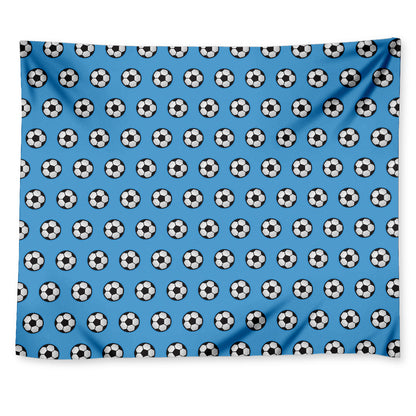 Blue Soccer Ball Pattern Print Tapestry