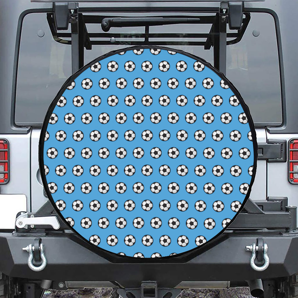 Blue Soccer Ball Pattern Print Tire Cover