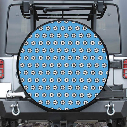 Blue Soccer Ball Pattern Print Tire Cover