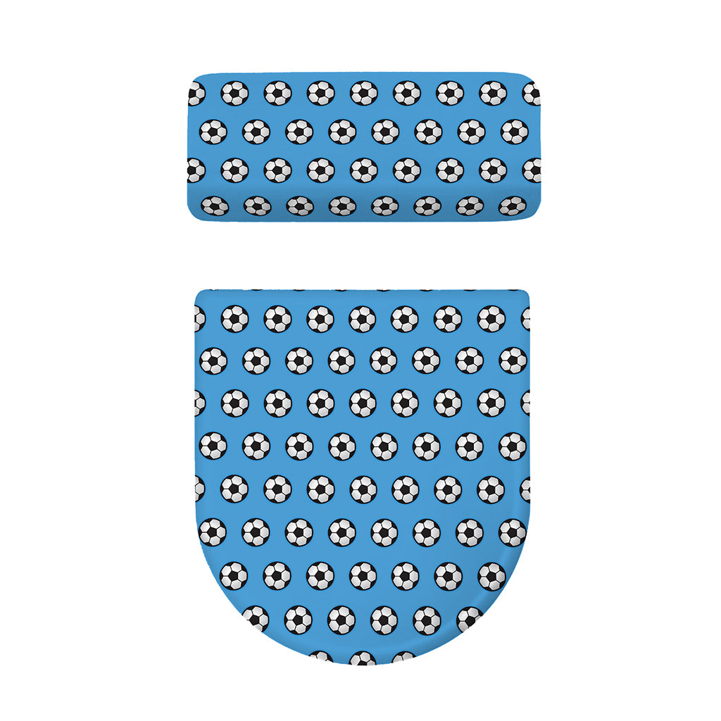 Blue Soccer Ball Pattern Print Toilet Lid And Tank Cover Set