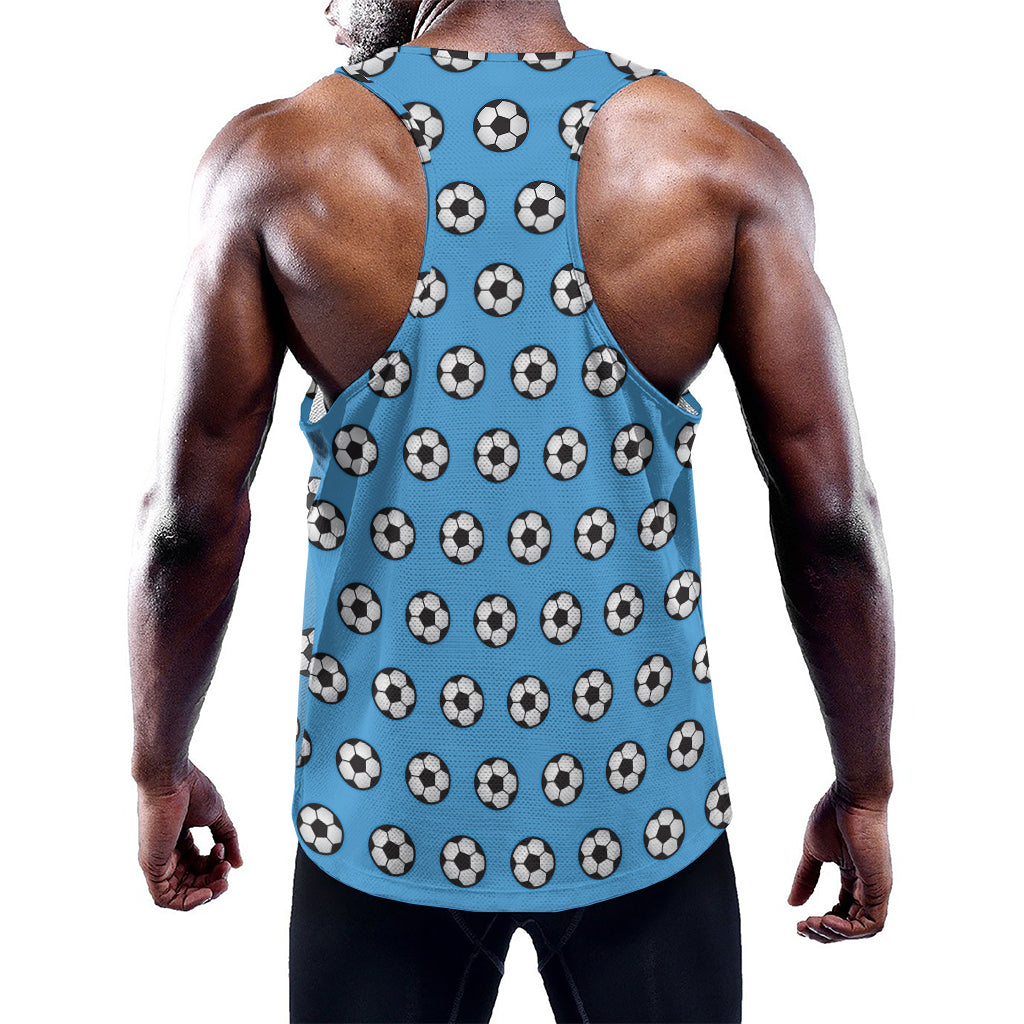 Blue Soccer Ball Pattern Print Training Tank Top