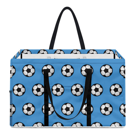 Blue Soccer Ball Pattern Print Utility Tote Bag