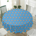Blue Soccer Ball Pattern Print Waterproof Round Tablecloth