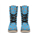 Blue Soccer Ball Pattern Print Winter Boots