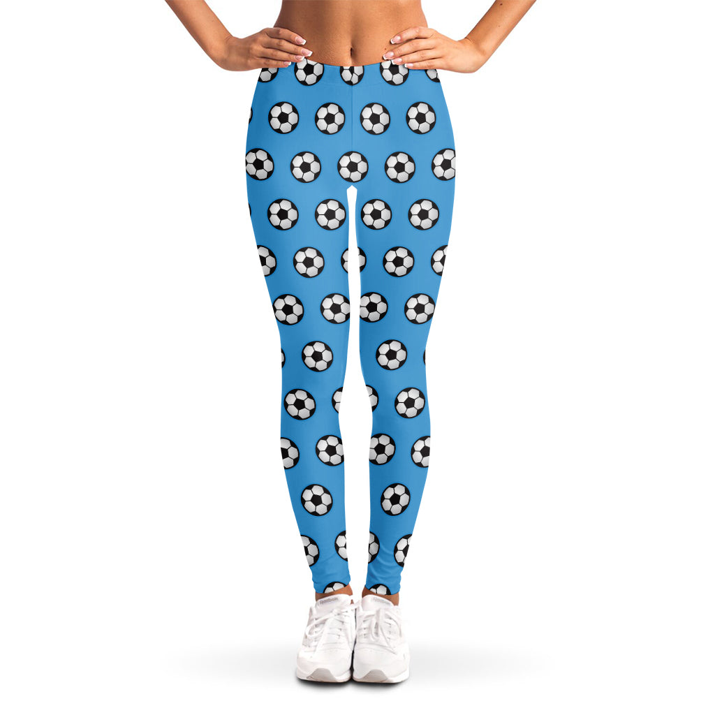 Blue Soccer Ball Pattern Print Women's Leggings