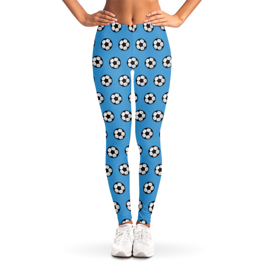 Blue Soccer Ball Pattern Print Women's Leggings