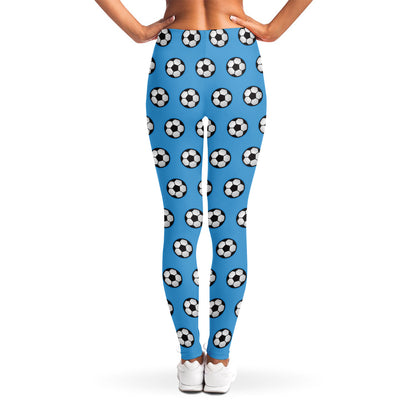 Blue Soccer Ball Pattern Print Women's Leggings