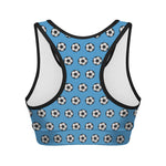 Blue Soccer Ball Pattern Print Women's Sports Bra