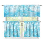 Blue Sparkle Light Print 3 Piece Kitchen Curtains