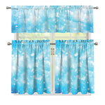 Blue Sparkle Light Print 3 Piece Kitchen Curtains